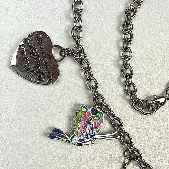 ED HARDY by Christian Audigier / VINTAGE Necklace / Triple Rose Drop Necklace - Picture 5 of 10